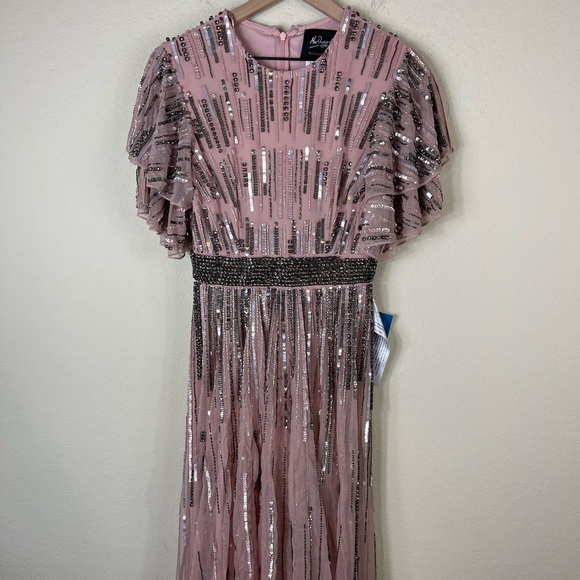 Mac Duggal Gown 93582 Embellished Sequin Belted Evening Dress Vintage Rose Sz 6 - Picture 2 of 12